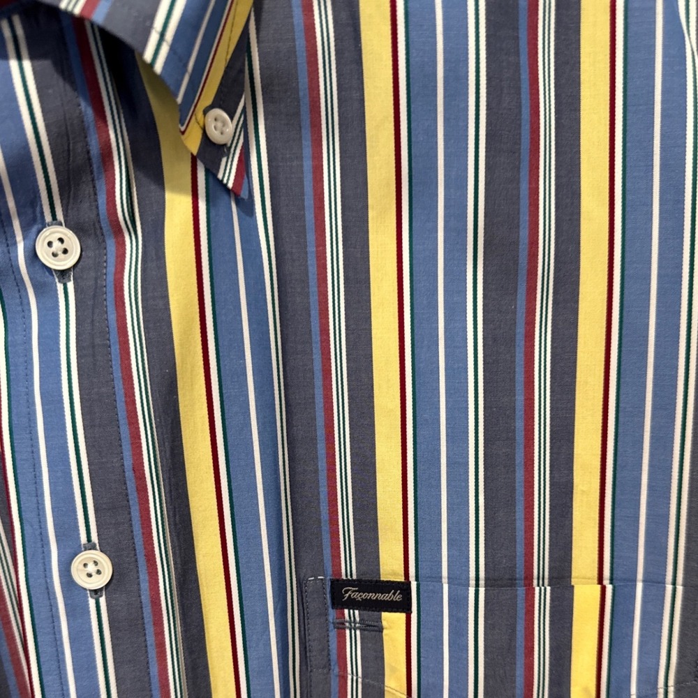 Facconable Men's XL Striped Button Down 100% Cotton Shirt - Picture 4 of 5